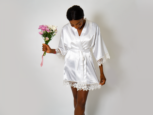 White robe Bridal robe Satin robe