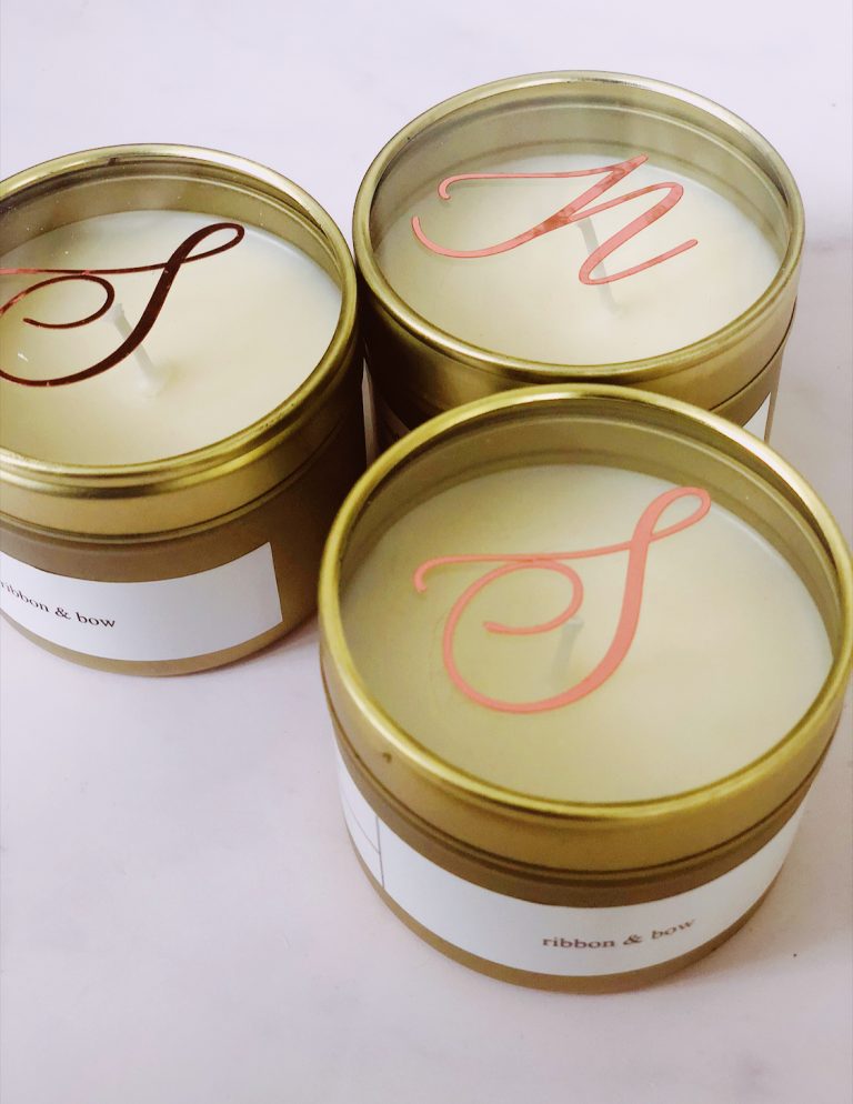 Gold Initial Candle Ribbon and Bow Store
