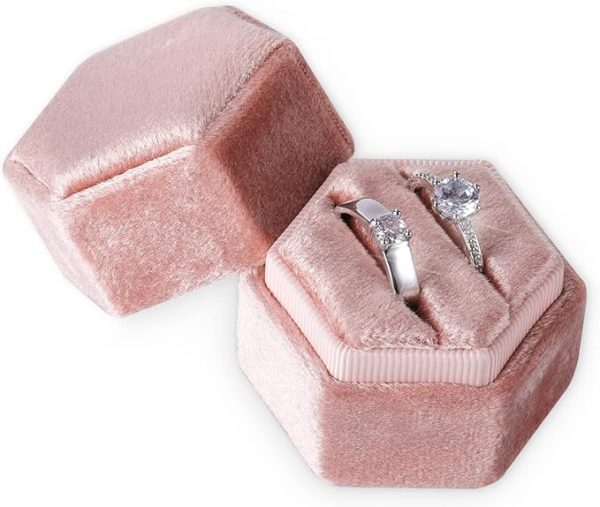 Blush pink velvet ring box