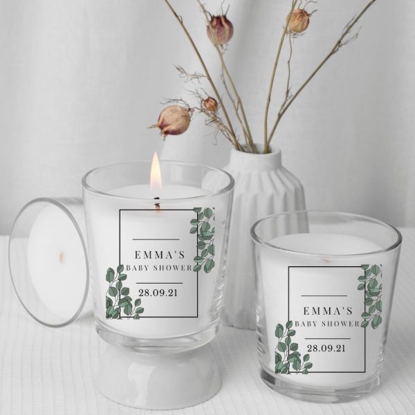 Botanical personalised candle favours