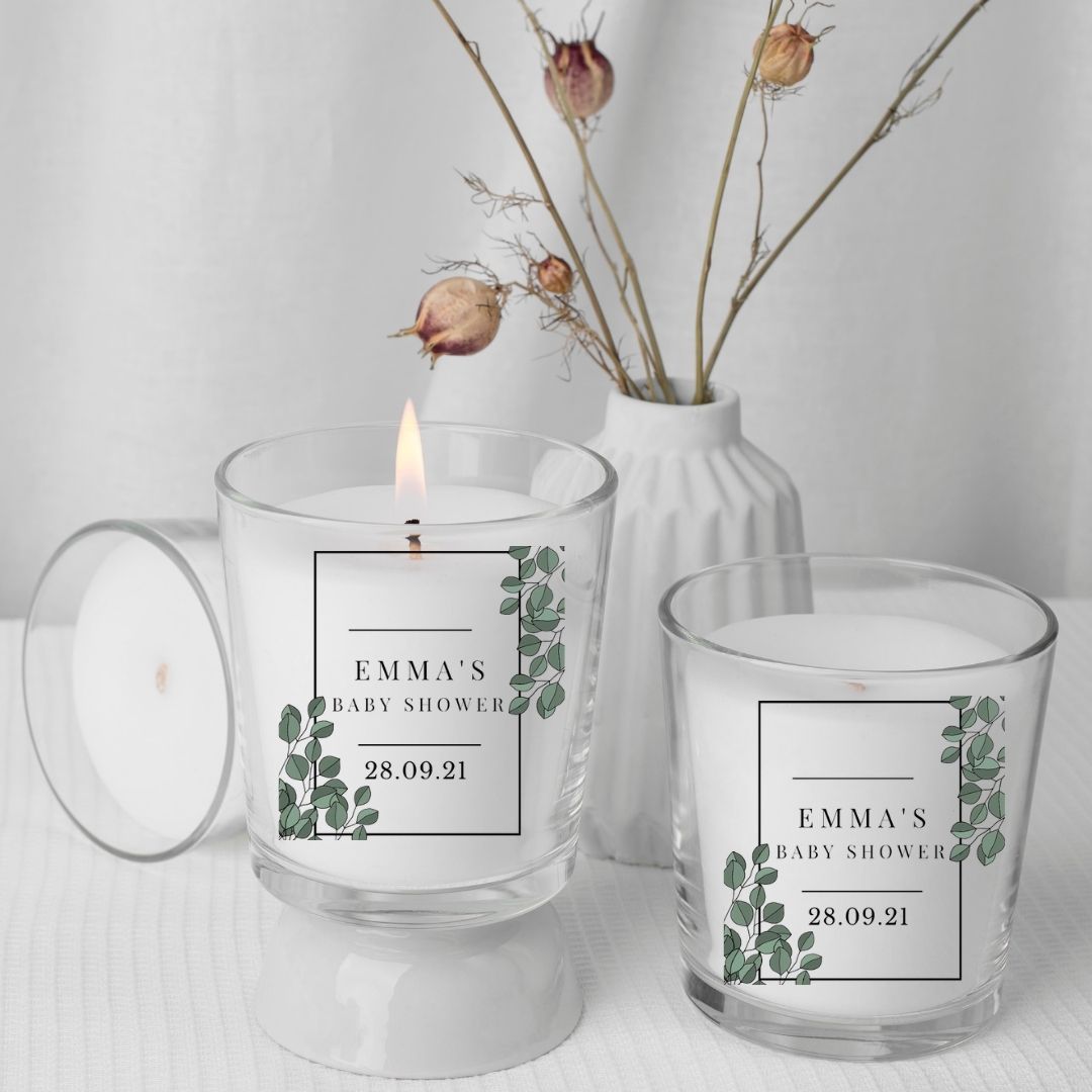 Botanical Personalised Candle Favours Ribbon and Bow Store