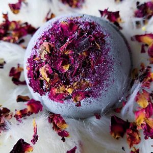 Natural bath bomb with rose petals