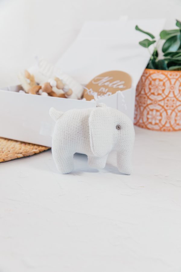 Elephant rattle Knitted toy for baby