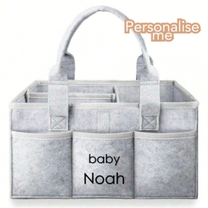 Baby caddy nappy organiser gift for new born gift for baby Baby shower gift Grey caddy Caddy organiser Personalised nappy caddy